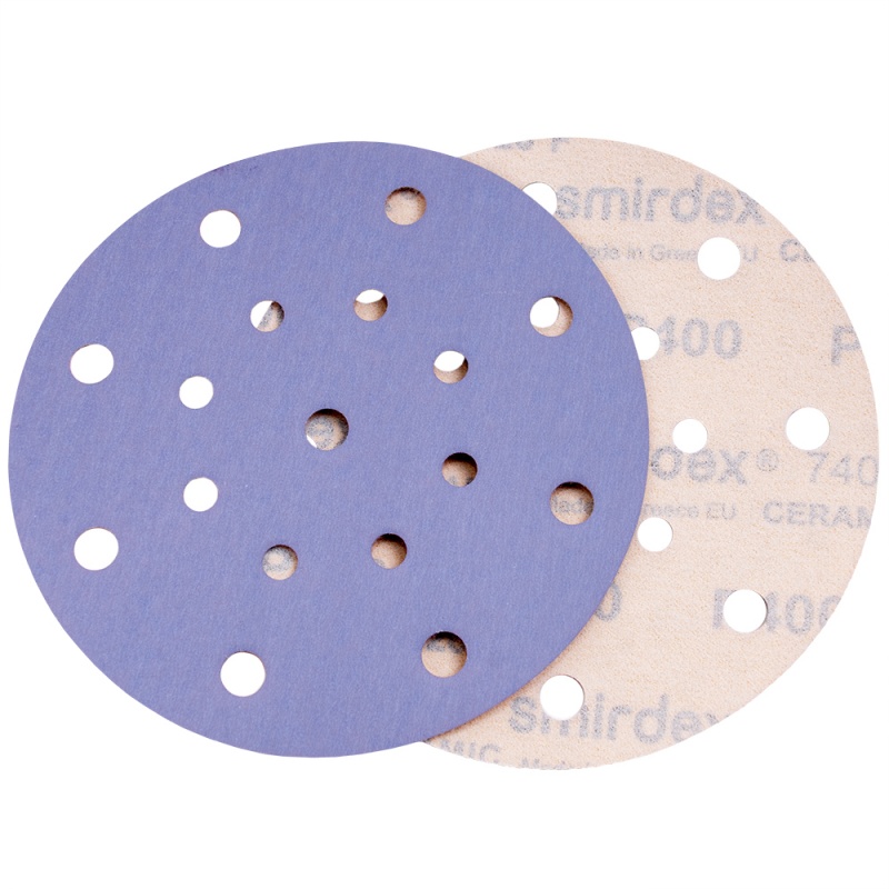 P100 150мм SMIRDEX Ceramic Velcro Discs 740  Абразивный круг, с 17 отверстиями