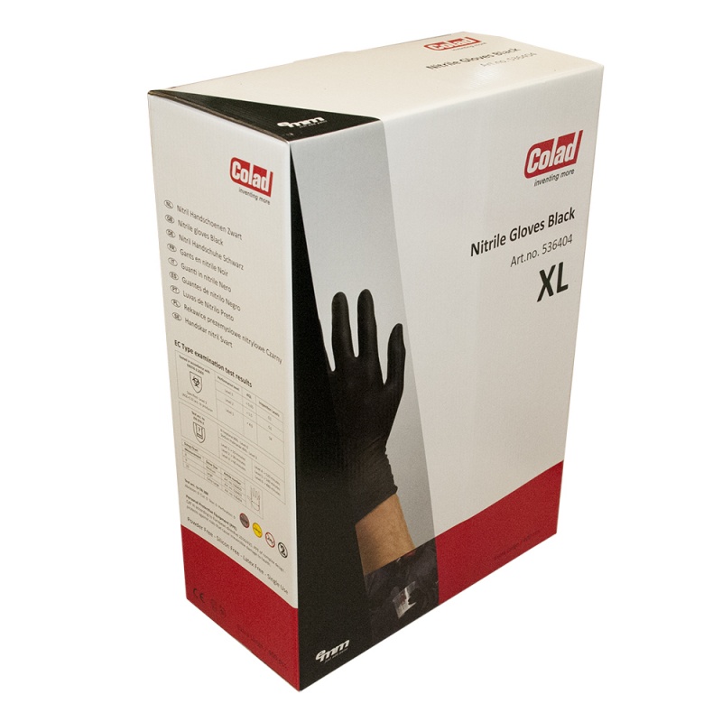 COLAD  Extra Перчатки нитриловые устойчивые к растворителям, черные, размер XL, уп.коробка 400шт