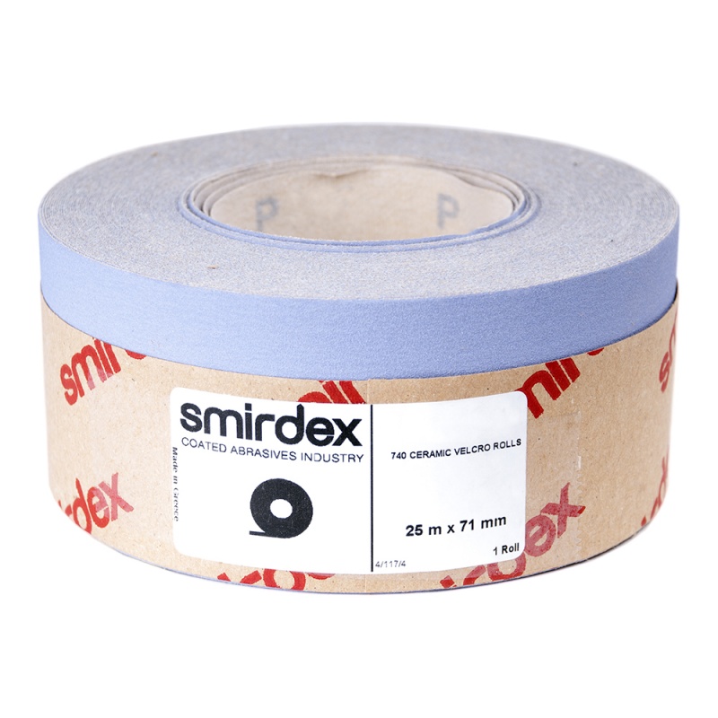 P80 70мм*25м SMIRDEX Ceramic Velcro 740  Абразивная бумага в рулонах