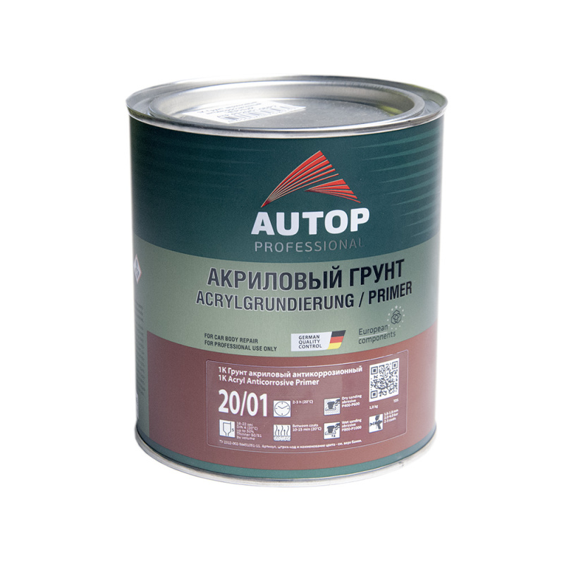 Грунт  AUTOP  1K Acryl Primer антикорозийный, серый, уп.1,0кг