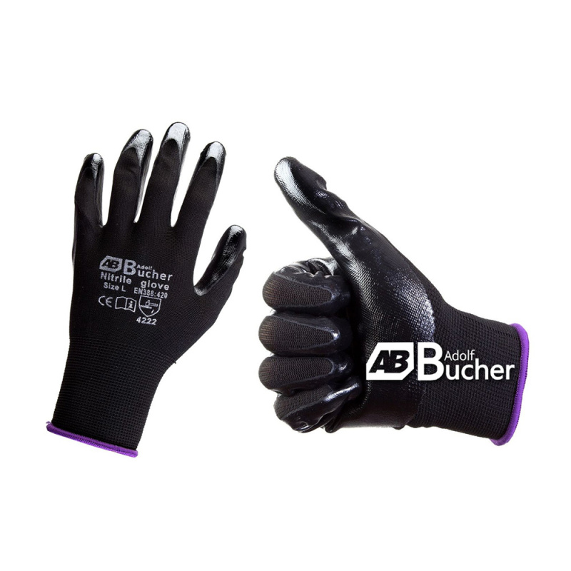 ADOLF BUCHER  Перчатки для механических работ с нитриловым покрытием, чёрные, размер XL, уп.1пара