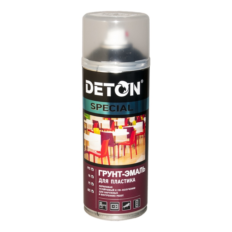 Грунт-эмаль DETON Special  для пластика, графит (аэрозоль), уп.520мл