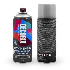 Грунт-эмаль по ржавчине 3 в 1 DECORIX, серебристый глянцевый, аэрозоль, 520мл