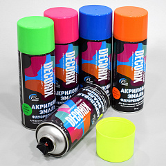 Эмаль флуоресцентная DECORIX, красный, аэрозоль, 520мл