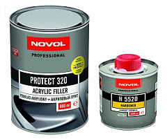 Грунт NOVOL  HS PROTECT 320 акриловый автомобильный, серый (комплект), уп.0,8л+0,2л