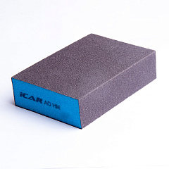Абразивная шлифовальная губка ICAR Blue Hard, 4х4, зерно AO Brown Grit- 36, 98*69*26мм