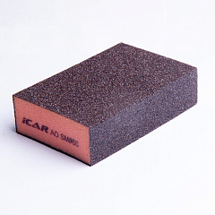 Абразивная шлифовальная губка ICAR Soft, 4х4, Orange foam, зерно AO Brown Grit-60, 98*69*26мм