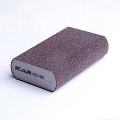 Абразивная шлифовальная губка ICAR Grey Hard, ROUND 4х4, зерно AO Brown Grit-100, 98*69*26мм