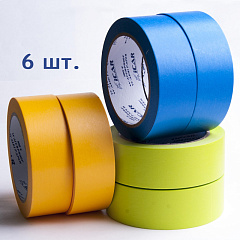 40м х 36мм Малярная лента Color set (Син.2шт, Оранж.2шт, Зел.2шт), ICAR Washi 100C, набор 6шт