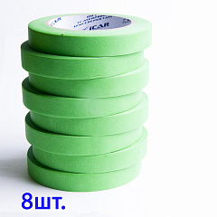 40м х 18мм Малярная лента Зеленая Green ICAR  Semicrepped 120С, набор 8шт
