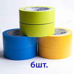 40м х 30мм Малярная лента Color set (Син.2шт, Оранж.2шт, Зел.2шт), ICAR Washi 100C, набор 6шт