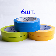 40м х 18мм Малярная лента Color set (Син.2шт, Оранж.2шт, Зел.2шт), ICAR Washi 100C, набор 6шт