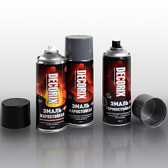 Эмаль жаростойкая +700°С DECORIX, серей графитовый, аэрозоль, 520мл