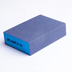 Абразивная шлифовальная губка ICAR Blue Soft, 4х4, зерно Zirc Blue Grit-150, 98*69*26мм