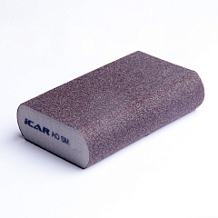 Абразивная шлифовальная губка ICAR Grey Soft, ROUND 4х4, зерно AO Brown Grit- 80, 98*69*26мм