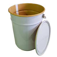 Ведро металлическое с внутренним покрытием, белый цвет, крышка прижимная,3л