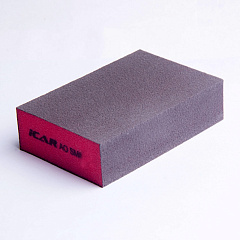 Абразивная шлифовальная губка ICAR Soft, 4х4, Red foam, зерно AO Brown Grit-36, 98*69*26мм