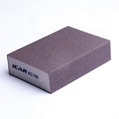Абразивная шлифовальная губка ICAR Grey Hard, 4х4, зерно AO Brown Grit- 36, 98*69*26мм